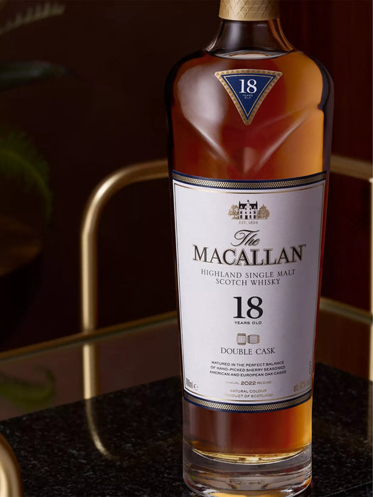 Macallan 18 Year Old Double Cask Single Malt Scotch Whisky close up