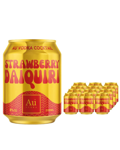 Au vodka gold cocktail in can. Strawberry Daiquiri flavour cocktail. Multi pack of 12